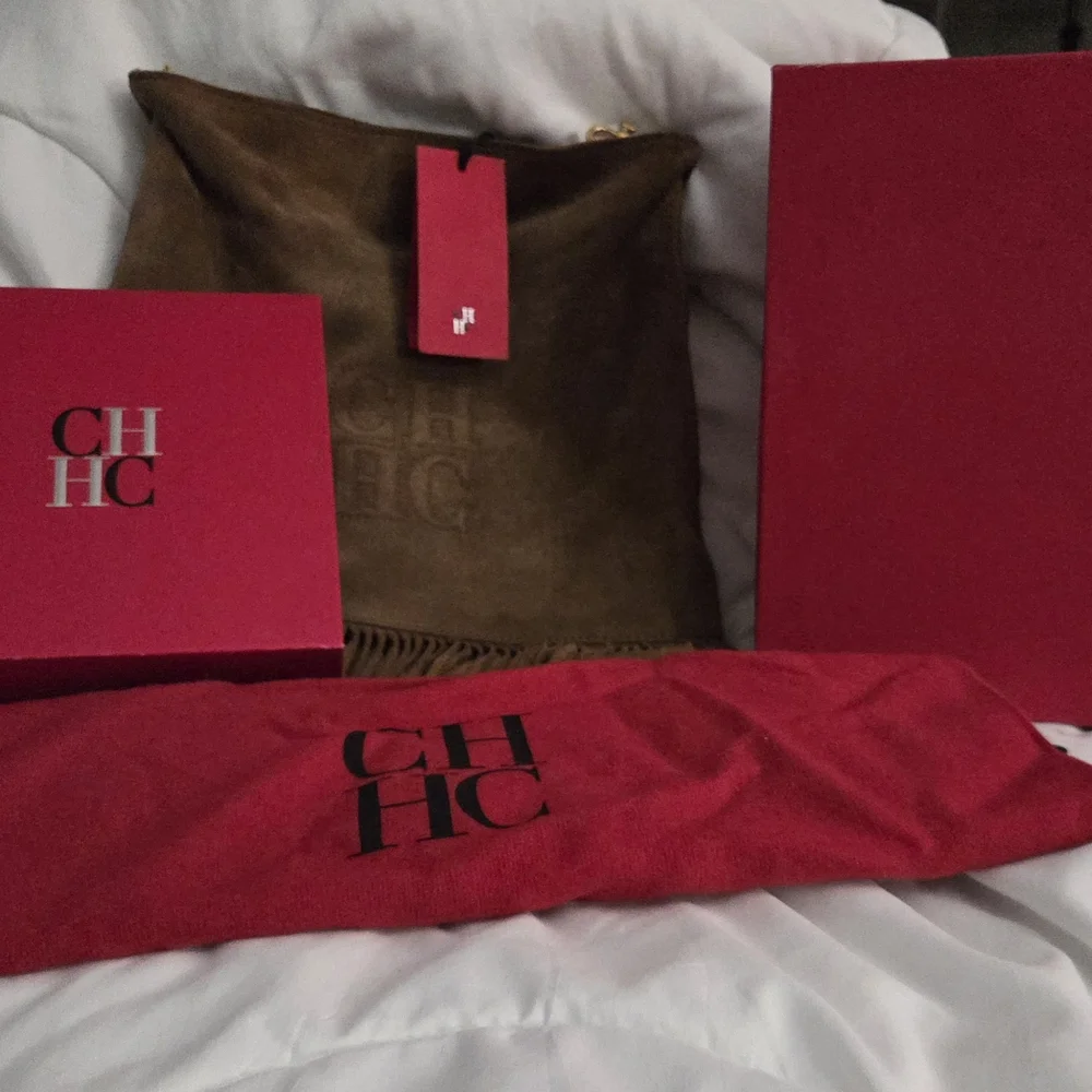 Carolina Herrera Brown Suede Fringe Crossbody Bag - Picture 8 of 9